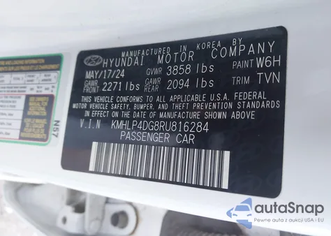 2024 Hyundai Elantra Limited z USA, uszkodzony, nr VIN KMHLP4DG8RU816284